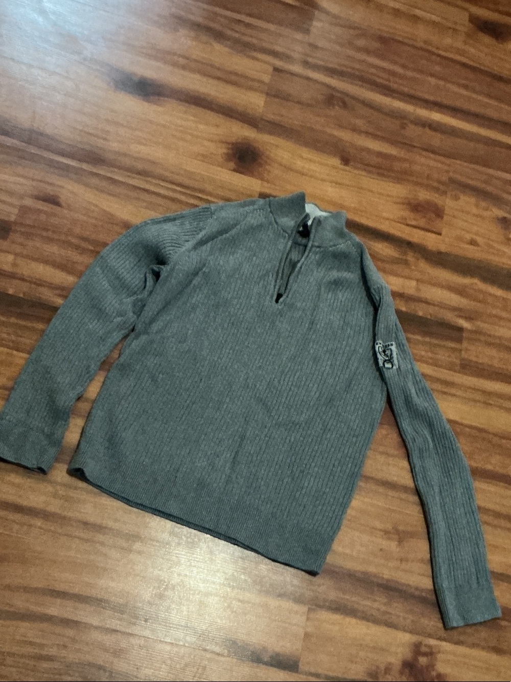 Men's Gray Half-Zip Ribbed Sweater medium express great condition
